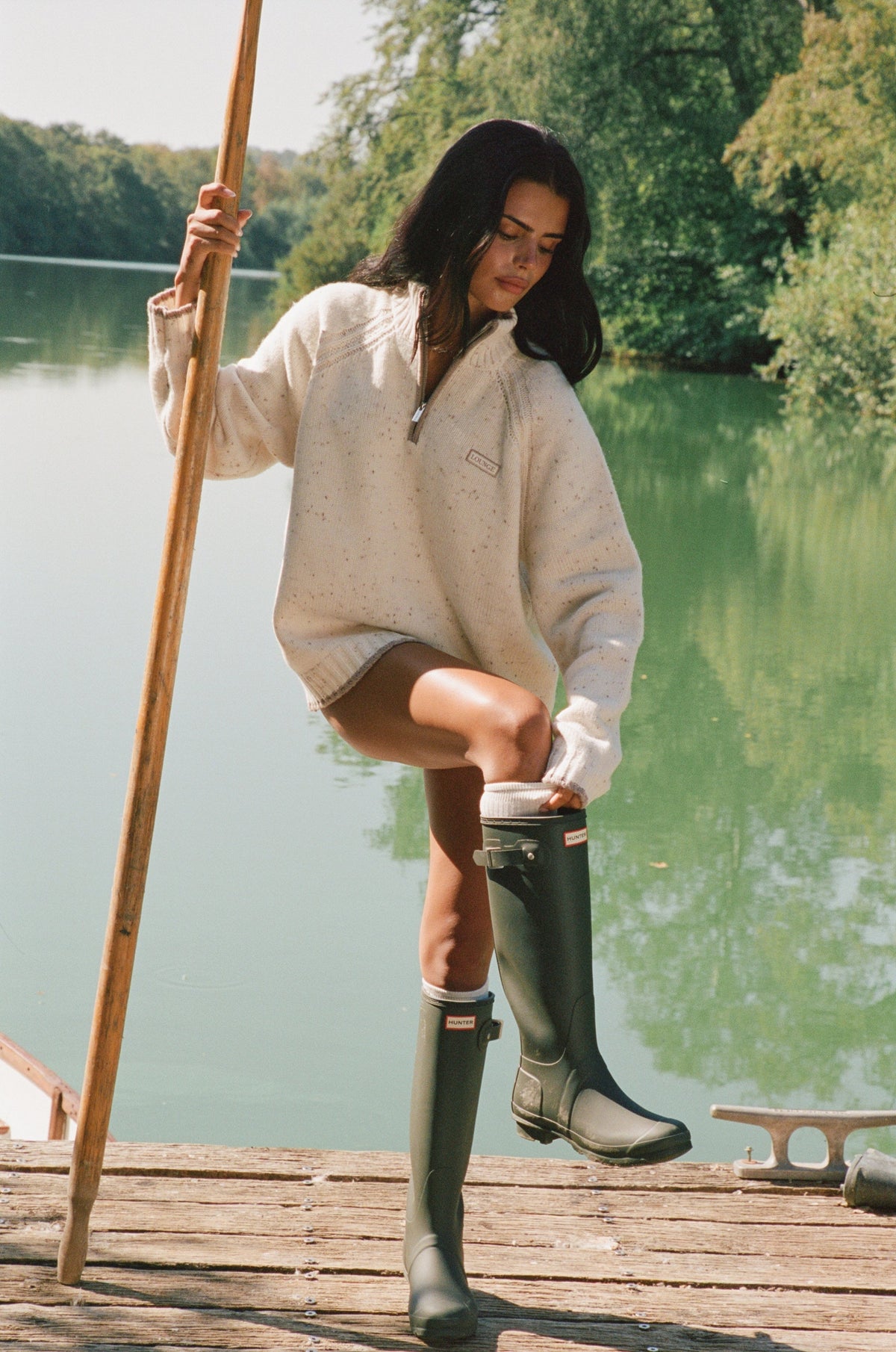 Knitted Wool Quarter-Zip Jumper - Cream
