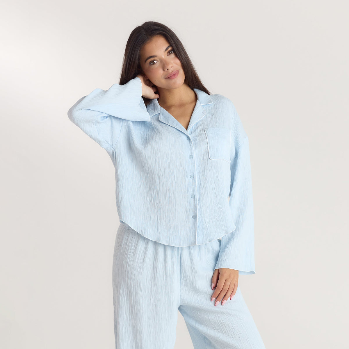 Crinkle Pajama Shirt - Blue