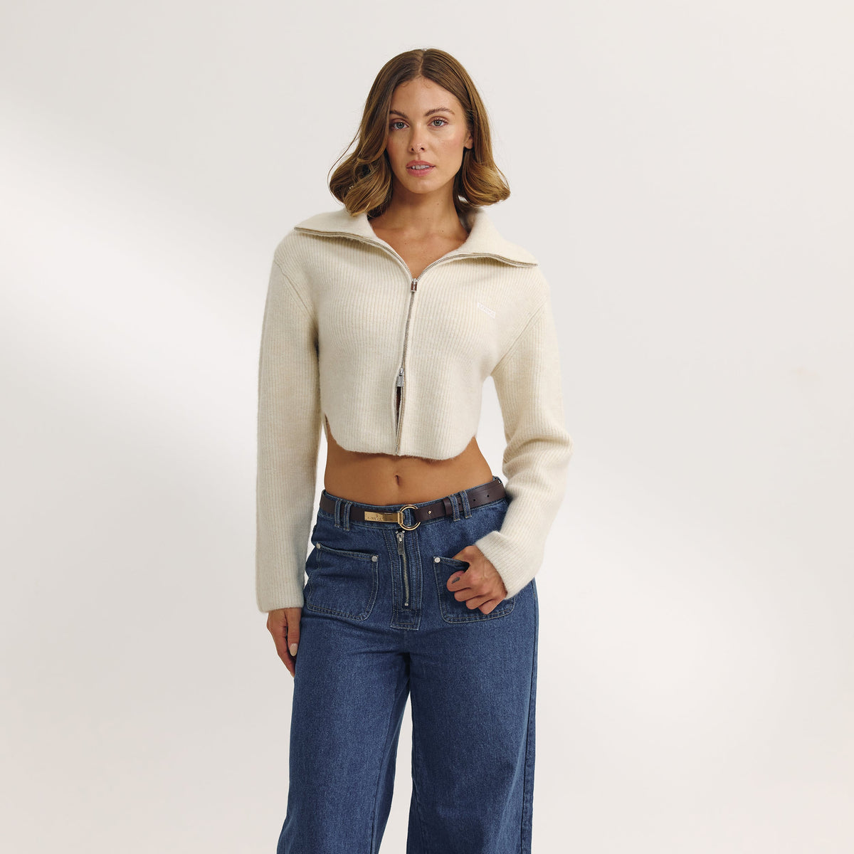 Structured Knitted Jacket - Cream