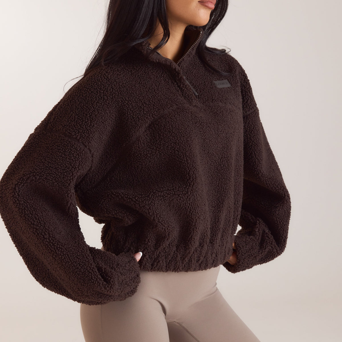 Funnel-Neck Borg Fleece - Dark Chocolate