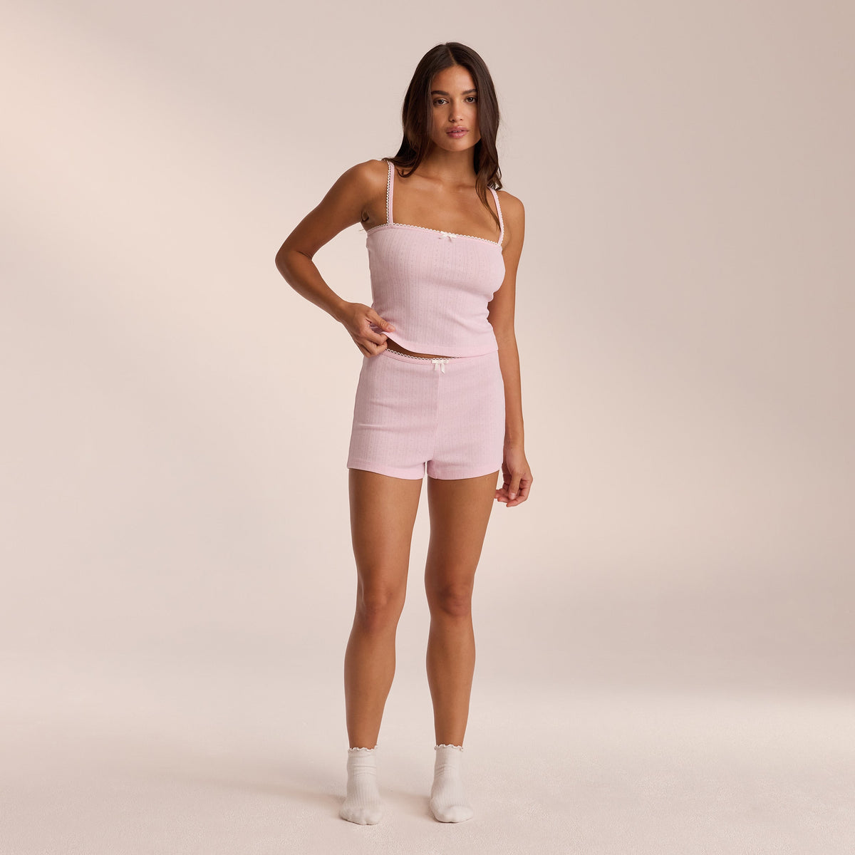 Pointelle Pajama Shorts - Pink