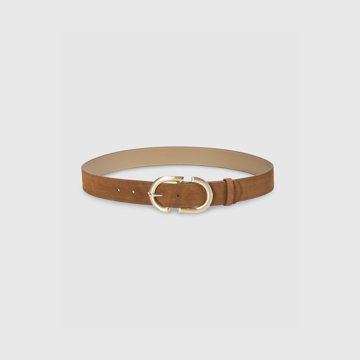 Curved Buckle Belt - Tan