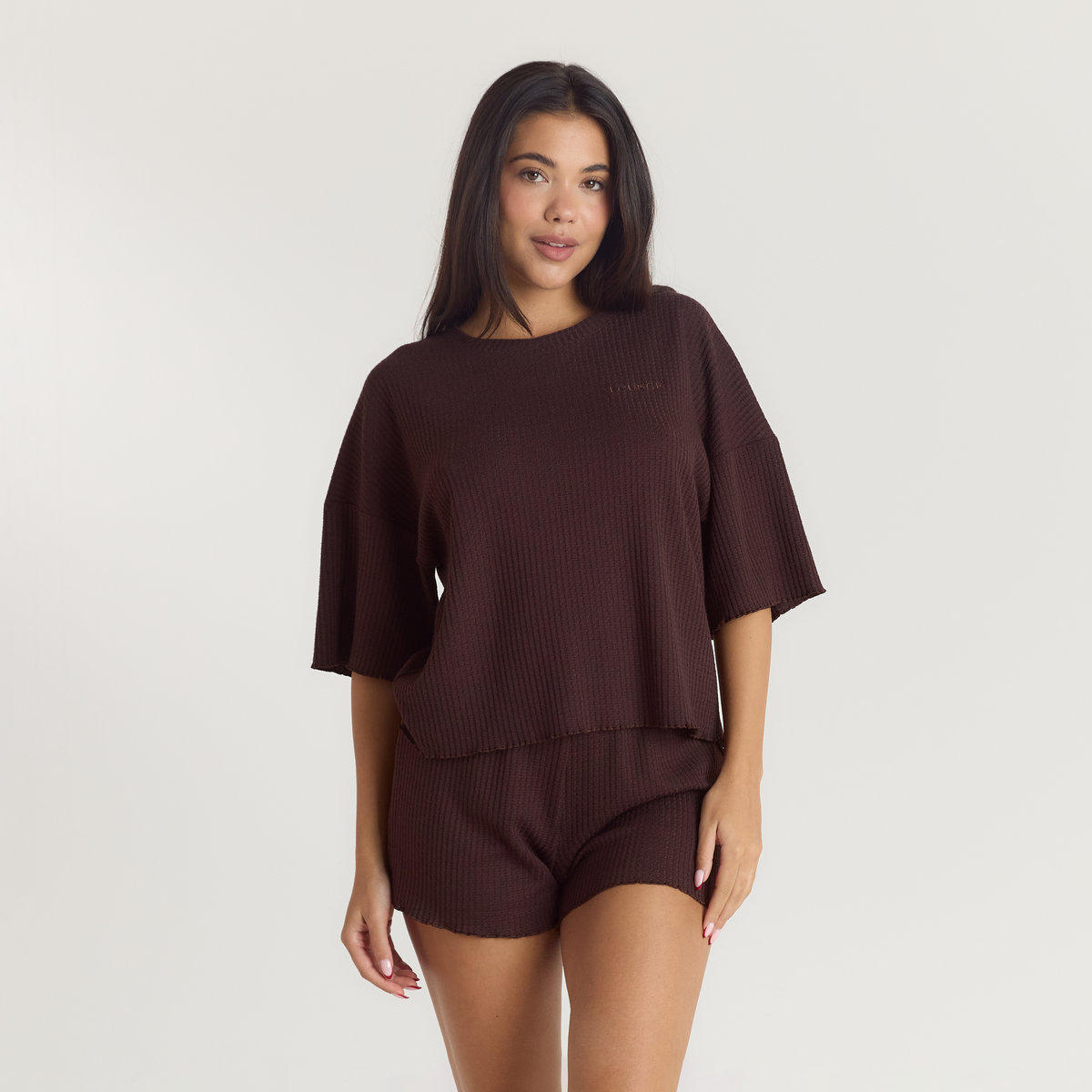 Soft Waffle Pajama Top - Dark Chocolate