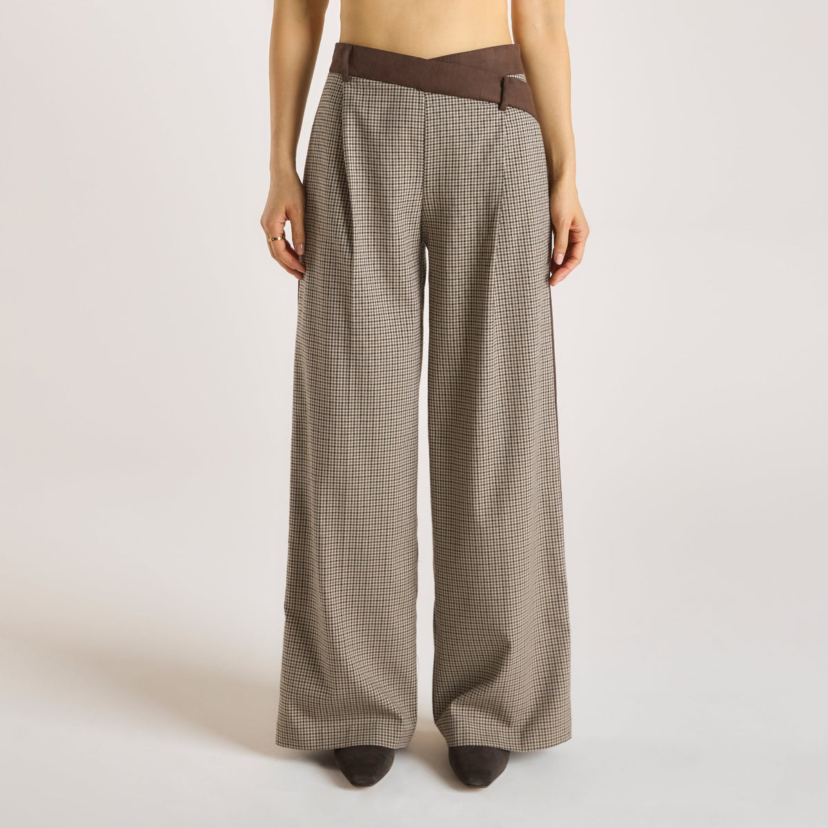 Houndstooth Pants - Brown