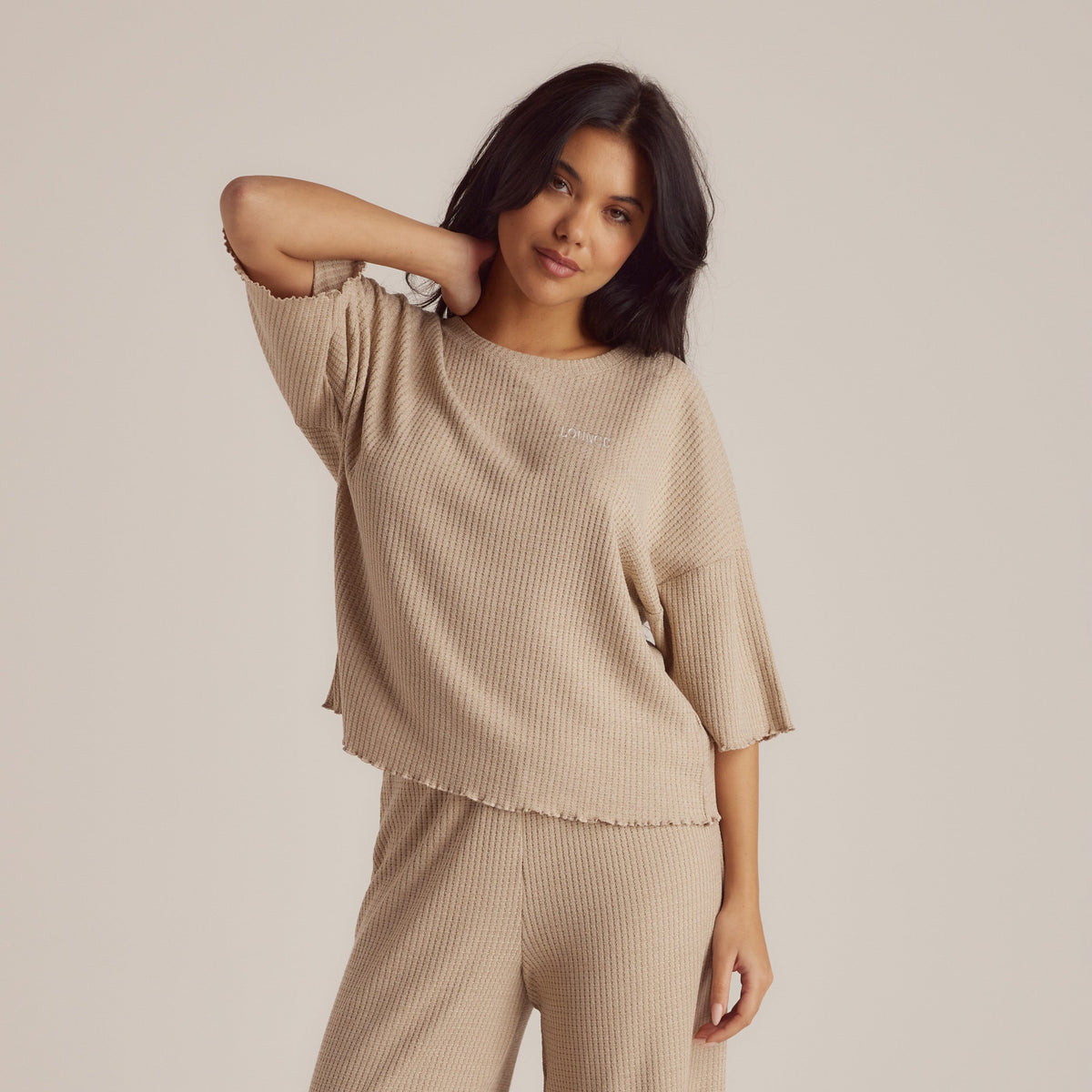 Soft Waffle Pajama Top - Mink