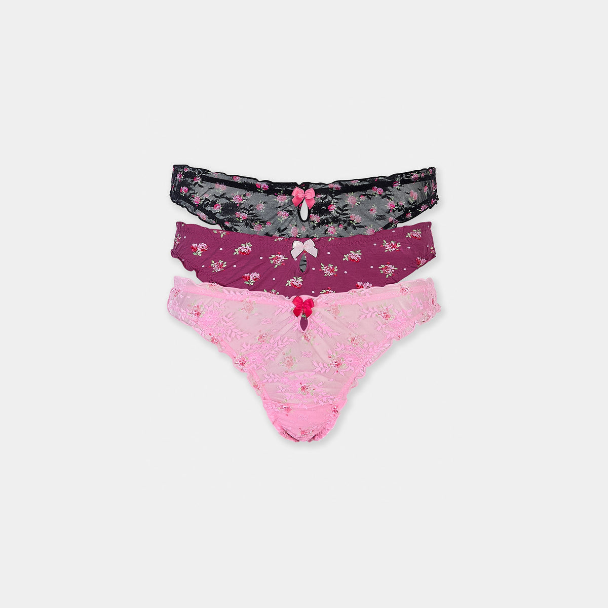 Printed Thongs (3-Pack) - Pink Print