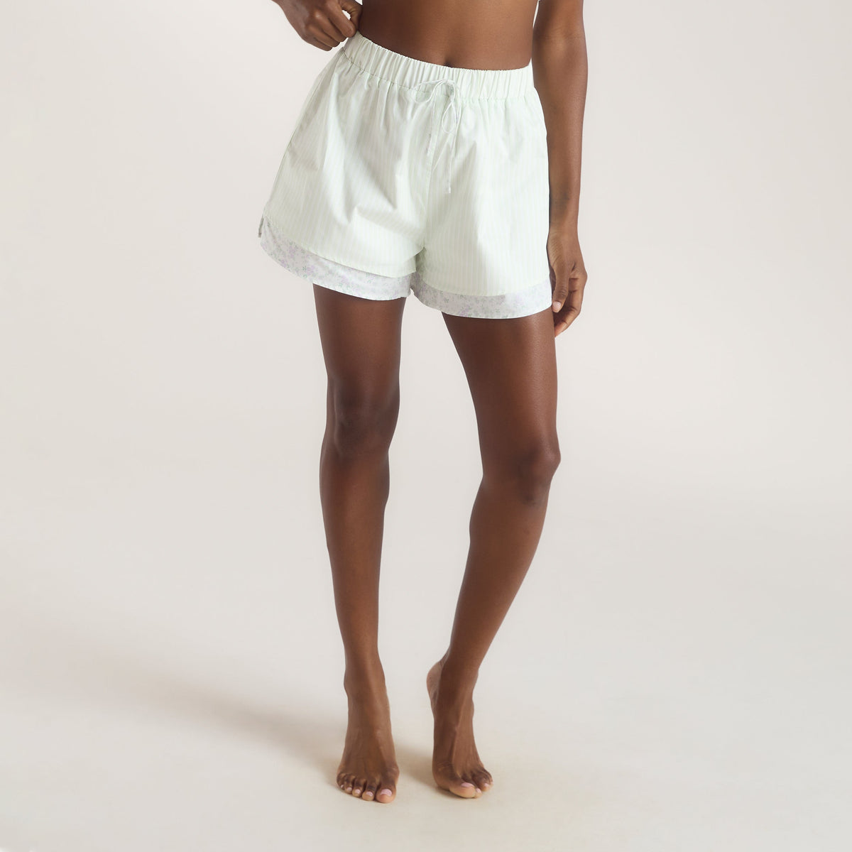 Bloom & Stripe Pajama Shorts - Sage