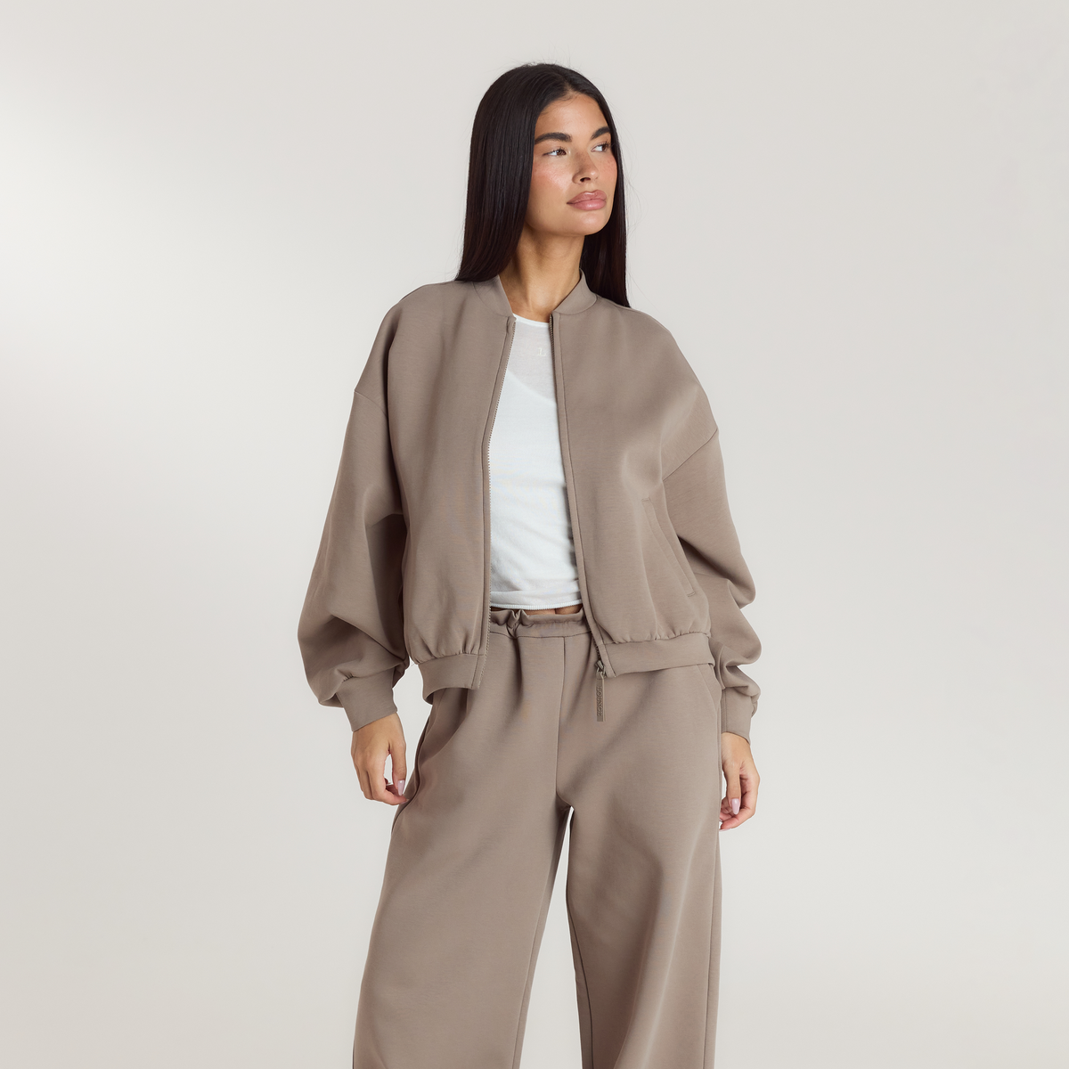 Neoprene Bomber Jacket - Taupe