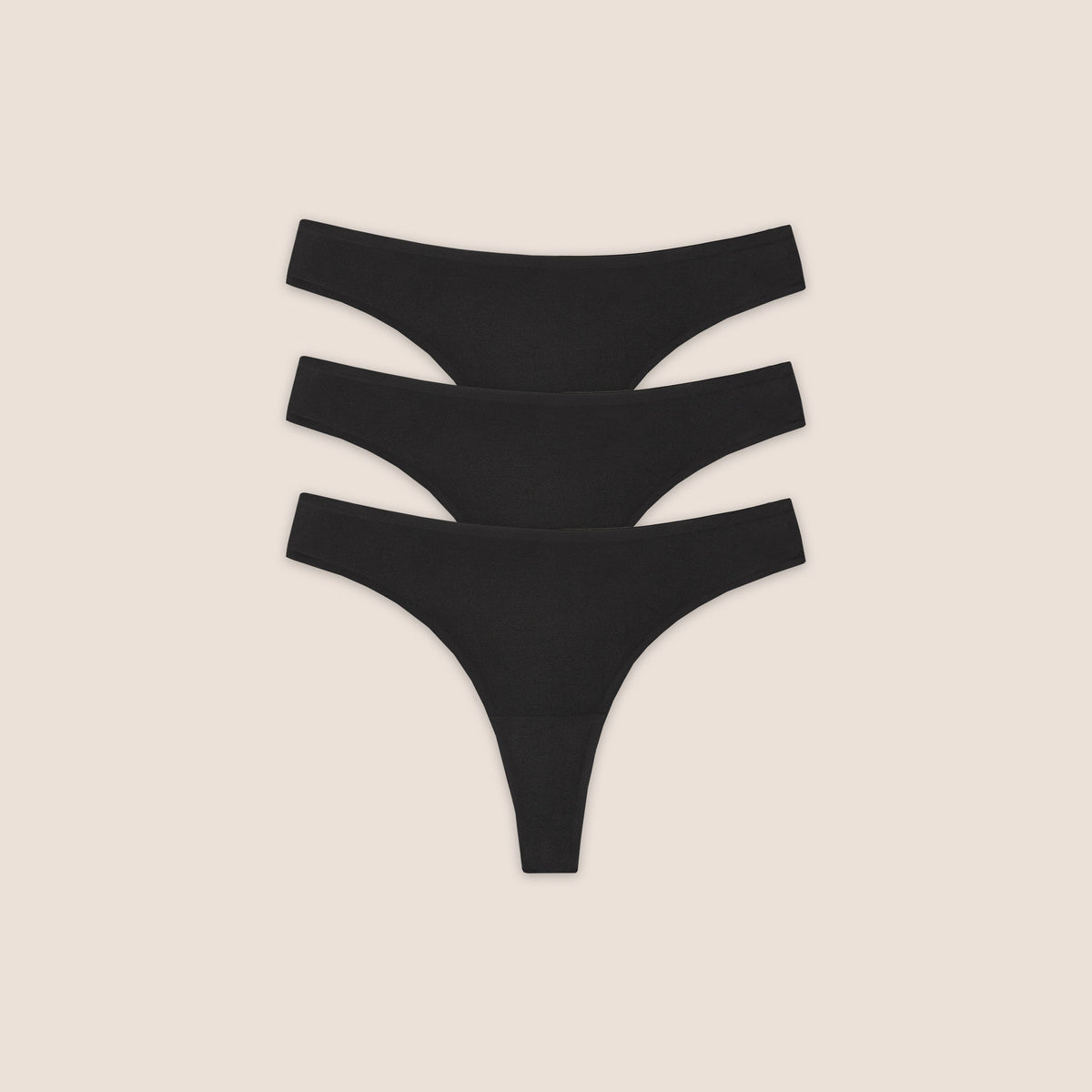 Seamless Bonded Thongs (3-Pack) - Black
