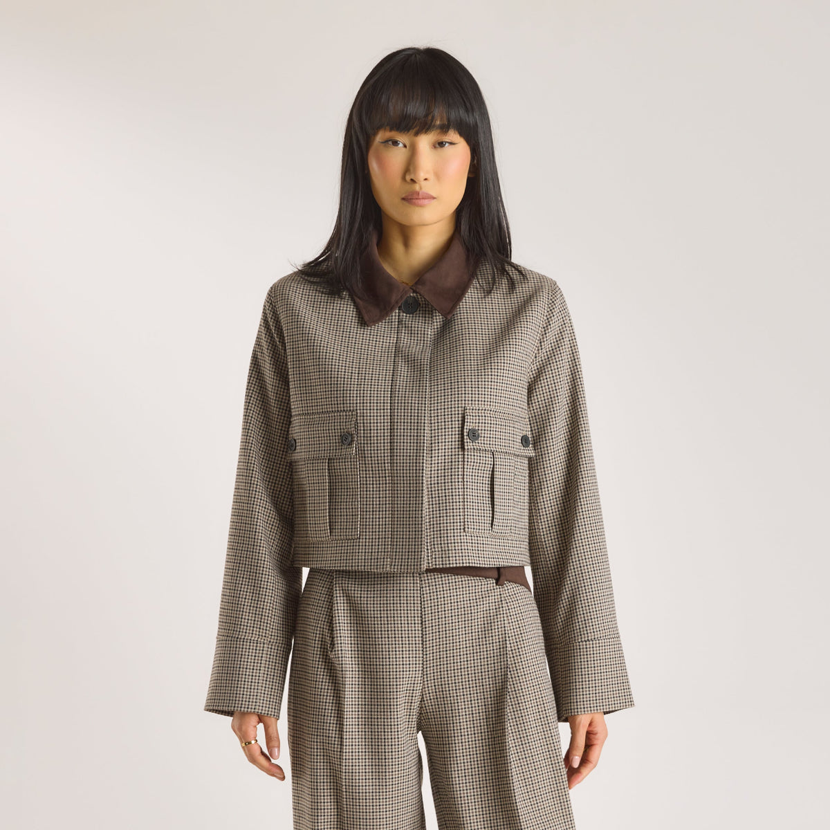 Houndstooth Jacket - Brown