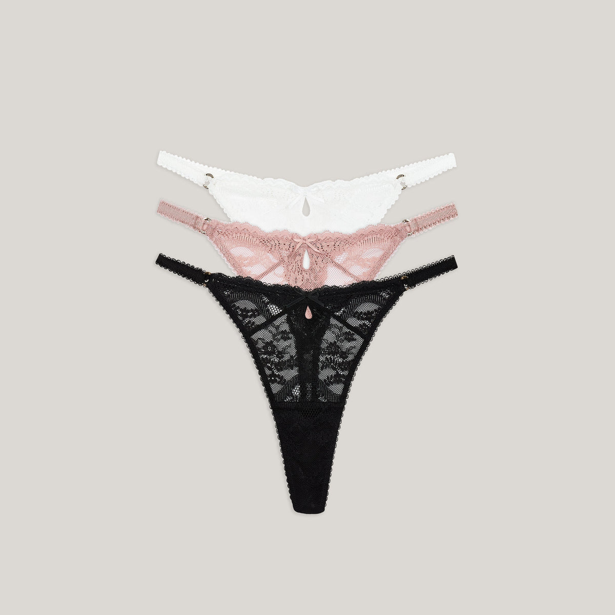 Lace Thongs (3-Pack) - Neutral