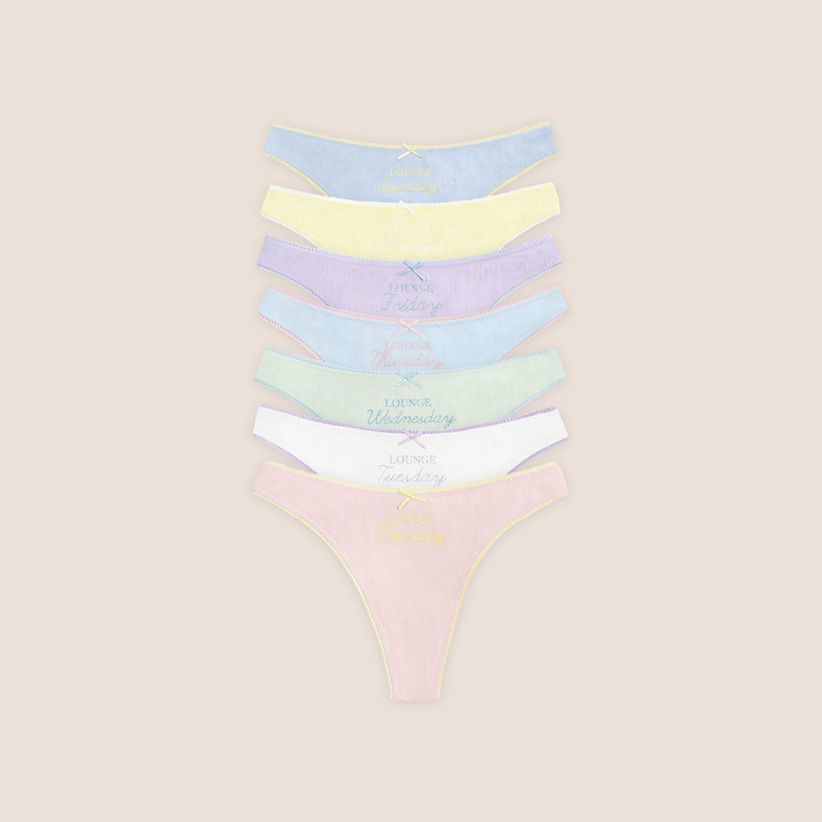 Days of the Week Thongs (7-Pack) - Multicolour Pastel
